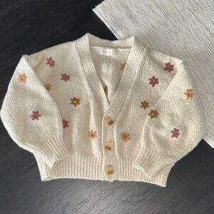 Rylee + Cru Cream Cardigan with Pink and Brown Floral Accents